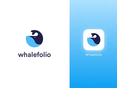 Whalefolio Logo app app icon block chain branding crypto crypto currency flat graphic design icon illustration logo sea creature ui elements whale