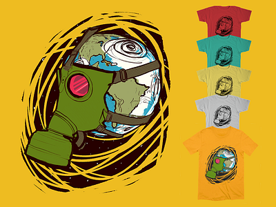 Exhausted apparel earth environmental inktober 2018 mask shirtdesign