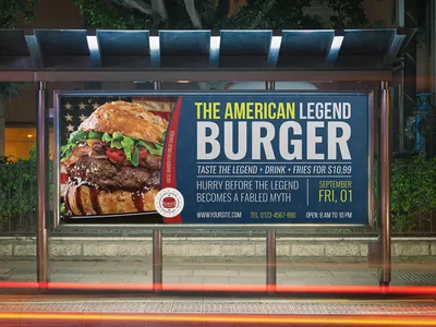 Burger Restaurant Billboard Template ad american american burger bbq bbq flyer billboard black burger burger flyer catering catering flyer chicken coffee coffee flyer coffee shop fast food flyer flyer template food food brochure