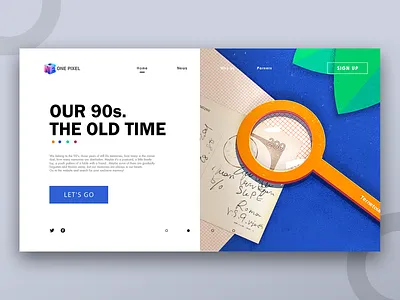 The old time blue and yellow design colour design illustration landscape typography web