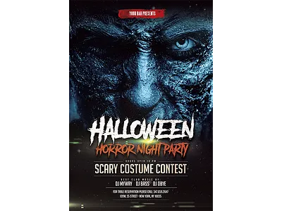 Halloween Horror Night Flyer banner branding cover design flyer graphic halloween illustration invitation party promo template typography