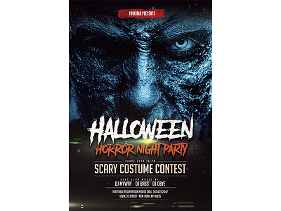 Halloween Horror Night Flyer banner branding cover design flyer graphic halloween illustration invitation party promo template typography