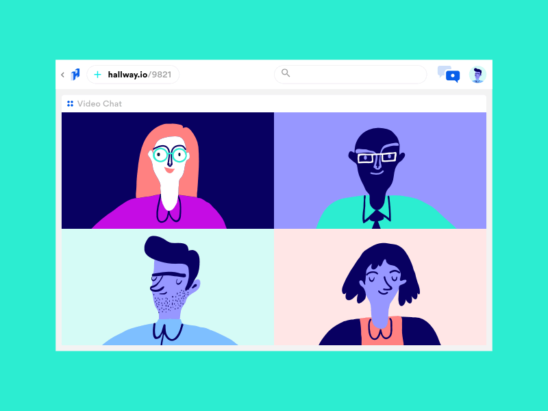 Live Workspace animation chat check box collaborate line art people video workspace