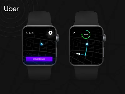 Uber Apple Watch apple devices apple watch apple watch design apple watch mockup black concet uber uber design ui uiux watch design watch os