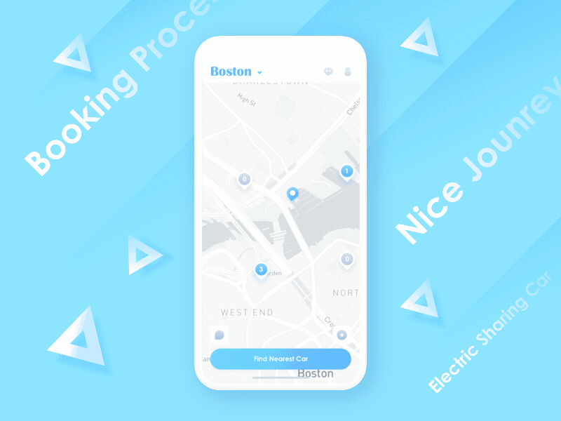 Sharing-Car Renting Process animation app design ui ux