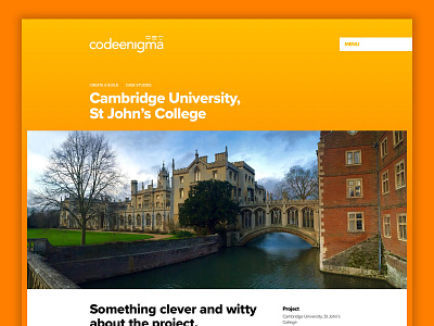 Code Enigma Case Studies template gradients rebranding web design