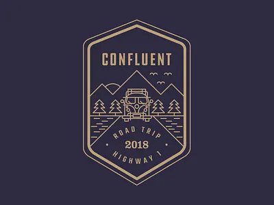 Confluent's Road Trip 2018 bus camp forest graphic graphic desgin highway illustration line line art road road trip trip type typography vector vector art