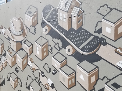 Telegraph #Bizerkeley mural architecture berekeley building california city house isometric isometric design mural painting skateboard telegraph avenue wall