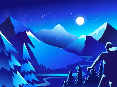 Mountain scenery 02 ui 插图 设计