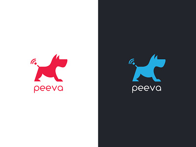 Peeva Logo blue branding design dog icon illustration logo minimal red tracking vector white