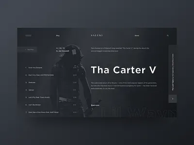 SALUKI – 'Tha Carter V' blog concept dark design music ui ux web