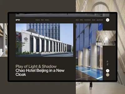 gmp architekten architect clean concept design minimal site typography ui web website