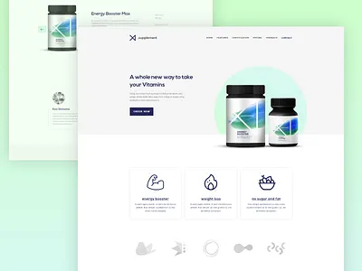 Supplement Seller Website adobe xd clean concept creative ui landing landing design landing page medicine supplement ui web webdesign webpage website white