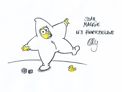 Inktober 2018 Nr. 8 - Star aquarel cute drawing illustration inktank inktober inktober 2018 maggie nerdy simpson star the simpsons