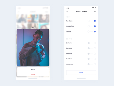 Social Sharing Minimal app behance clean colors design dribbble illustration interface interface design ios minimal minimal app share social ui uiux uplabs ux vector