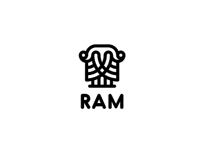 Ram Logo - Day 99 animal black brand clothes cute field fleece handmade horn last spark line logo logos mascot one day one logo outline ram sheep simple wool