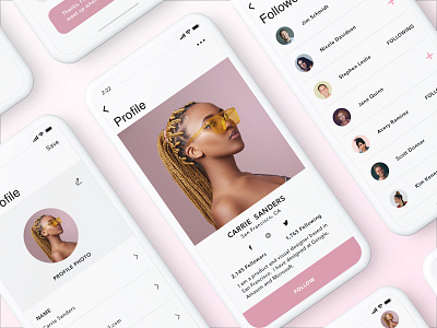 Profile Screens app clean followers ios iphone minimal mobile modern product design profile sketch social ui ux