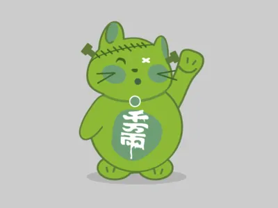 Unnaturally Lucky Cat cat frankenstien illustration lucky maneki neko sticker zombie