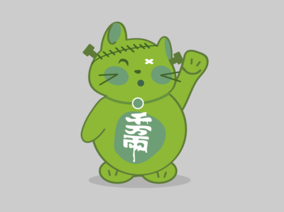 Unnaturally Lucky Cat cat frankenstien illustration lucky maneki neko sticker zombie