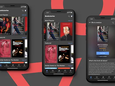 Content Page #02 (Book Application) animation book app dark theme iphone x minimalistic design mobile app design ui ux visual design