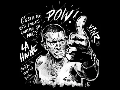 La Haine - Comic Style art character comic comic art comics draw illustration ipad la haine portrait procreate t shirt typo typography vincent cassel