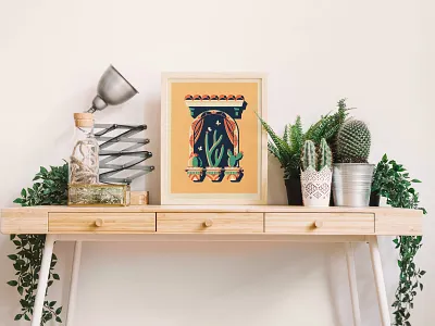 Veracruz Art Print cacti cactus dan kuhlken dkng dkng studios geometric illustration mexico nathan goldman poster screen print silkscreen southwestern succulent texture vector veracruz window