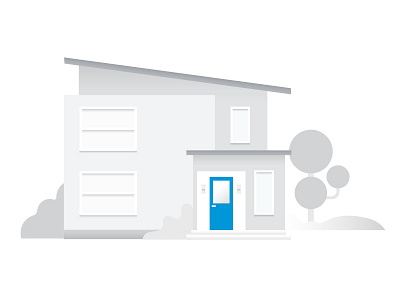 Modern House blue bush front door gray house illustration modern house tree window
