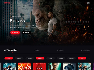 Redesign Video Website - Netflix free template freebies hotstar netflix primevideo psd template redesign video website
