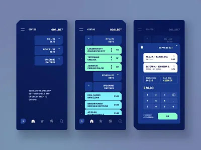 Goalbet android app design dark betting soccer score interaction ios material mobile app mobile design mobile interface product design ui design ui ux user experience design user interface design ux design visual design
