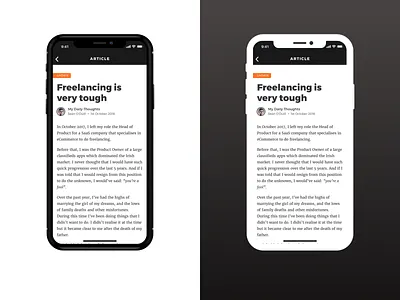 Article Black Or White app article article design article page clean dark design flat ios iphone iphone x minimal mobile simple typograpgy ui ux ux design