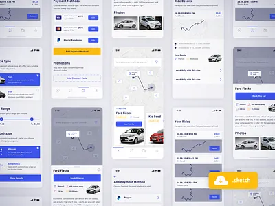 🚗 Vehirent sketch freebie car sharing clean free freebie iphone x app sketch ui