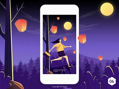 UI100Day-06 Start page 100 daily ui 100 day project app characer design festival girl illustration mid autumn moon run ui uidesign uiux ux