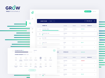 GROW Professionals Cash flow cash flow design fin tech fin tech financial adviser grow super ui uiux design ux visual design
