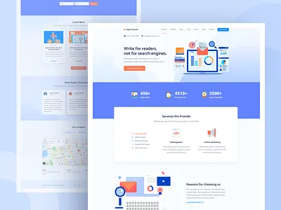 Illustrated One Page Agency creative digital agency google illustration agency marketing agency ppc seo seo agency service shape social media marketing user inteface web design web development agency website development