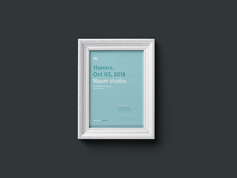 Awwwards honorable mention for Naum animation awwwards brand creative design frame funny honorable mention joke minimalist naum shredder simple website