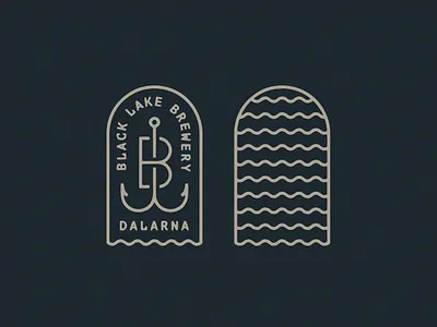 Black Lake Brewery Logo Dribbble badge badge hunting badge logo badgedesign beer brand branding brewery brewery logo fish fishing fishing rod hook lake logo logo design tomb tombstone water waves
