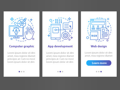 Digital technology onboarding mobile app page app app development application computer graphic concept design display gui icon linear mobile onboarding page screen template text ui web design