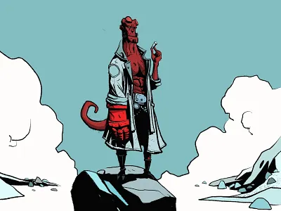 hellboy apple pencil art comic art digital digitalart hellboy illustration line art