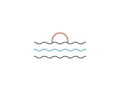 Sunset. blue brand idendity illustration line minimal orange sun vacation vector waves