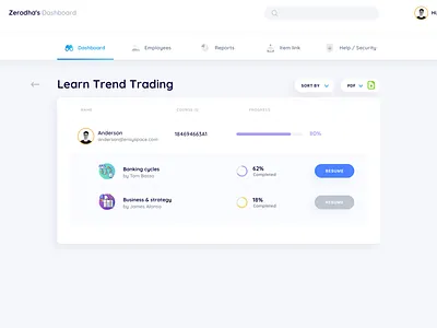 Dashboard UI cards clean dashboard e learning e learning flat layout ui ux web