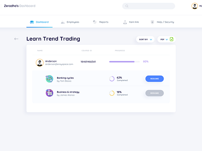 Dashboard UI cards clean dashboard e learning e learning flat layout ui ux web