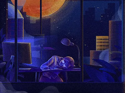 Before dawn-03 art blue color design girl illustration illustrations night style work