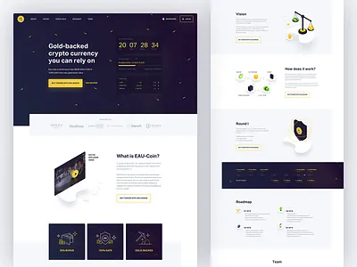 Crypto Currency Landing blockchain clean crypto cryptocoin cryptocurrency gold homepage ico interface landing layout purple token ui ux website