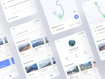 Hiking Application android app discover hike interface ios map mobile navigation profile search ui ux
