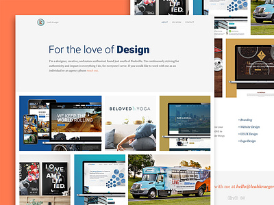 Leah Krueger Personal Site design graphic design personal personal site portfolio portfolio design portfolio site web web design