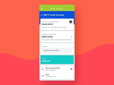 Big Bank, Fund transfer screen accounts android bank bill fund transfer ios money payment search transaction