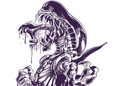Day 6 Inktober 2018 alien digital drooling illustration inktober inktober2018 xenomorph