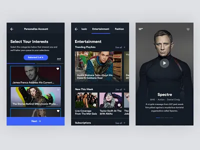 Streaming App | Concept - View 2 app application browse interface iphone mobile personalize play player select swipe ui ux video watch