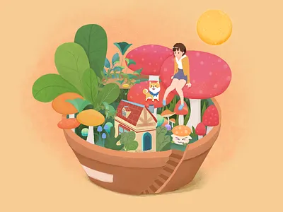 Forest girl 动画 插图 插画