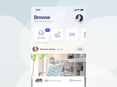 Browse Ads ads app clean community design ecommerce ios iphone iphone app shopping sketch social social app ui user interface ux